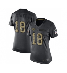 Women's Jacksonville Jaguars #18 Chris Conley Limited Black 2016 Salute to Service Football Jersey