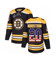 Youth Boston Bruins #20 Joakim Nordstrom Authentic Black USA Flag Fashion 2019 Stanley Cup Final Bound Hockey Jersey