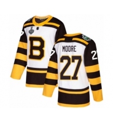 Men's Boston Bruins #27 John Moore Authentic White Winter Classic 2019 Stanley Cup Final Bound Hockey Jersey