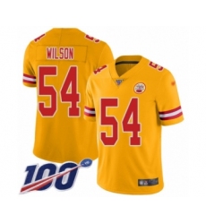 Men's Kansas City Chiefs #54 Damien Wilson Limited Gold Inverted Legend 100th Season Football Jersey