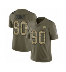 Men's Kansas City Chiefs #90 Emmanuel Ogbah Limited Olive Camo 2017 Salute to Service Football Jersey