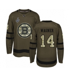 Youth Boston Bruins #14 Chris Wagner Authentic Green Salute to Service 2019 Stanley Cup Final Bound Hockey Jersey