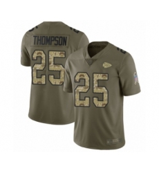 Men's Kansas City Chiefs #25 Darwin Thompson Limited Olive Camo 2017 Salute to Service Football Jersey