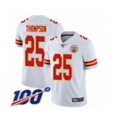Men's Kansas City Chiefs #25 Darwin Thompson White Vapor Untouchable Limited Player 100th Season Football Jersey