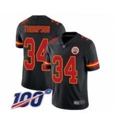 Men's Kansas City Chiefs #34 Darwin Thompson Limited Black Rush Vapor Untouchable 100th Season Football Jersey