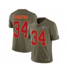 Men's Kansas City Chiefs #34 Darwin Thompson Limited Olive 2017 Salute to Service Football Jersey