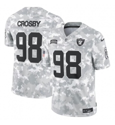 Men's Las Vegas Raiders #98 Maxx Crosby 2024 Arctic Camo Salute To Service Limited Stitched Football Jersey