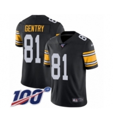 Men's Pittsburgh Steelers #81 Zach Gentry Black Alternate Vapor Untouchable Limited Player 100th Season Football Jersey
