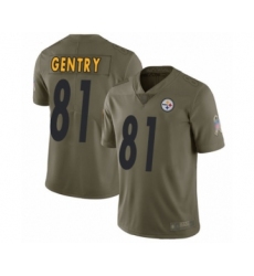 Men's Pittsburgh Steelers #81 Zach Gentry Limited Olive 2017 Salute to Service Football Jersey