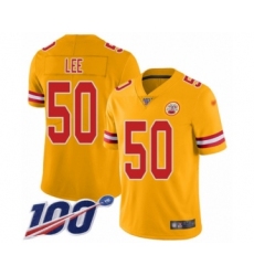 Men's Kansas City Chiefs #50 Darron Lee Limited Gold Inverted Legend 100th Season Football Jersey