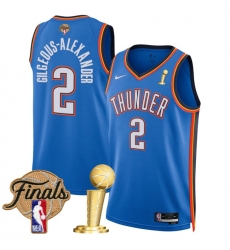 Men's Oklahoma City Thunder #2 Shai Gilgeous-Alexander Blue 2025 Finals And Finals Champions Icon Edition Stitched Basketball Jersey