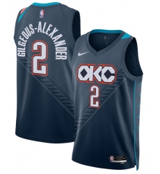 Men's Oklahoma City Thunder #2 Shai Gilgeous-Alexander Navy 2025-26 City Edition Swingman Stitched Basketball Jersey