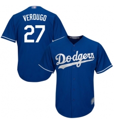 Youth Los Angeles Dodgers #27 Alex Verdugo Blue Cool Base Stitched Baseball Jersey