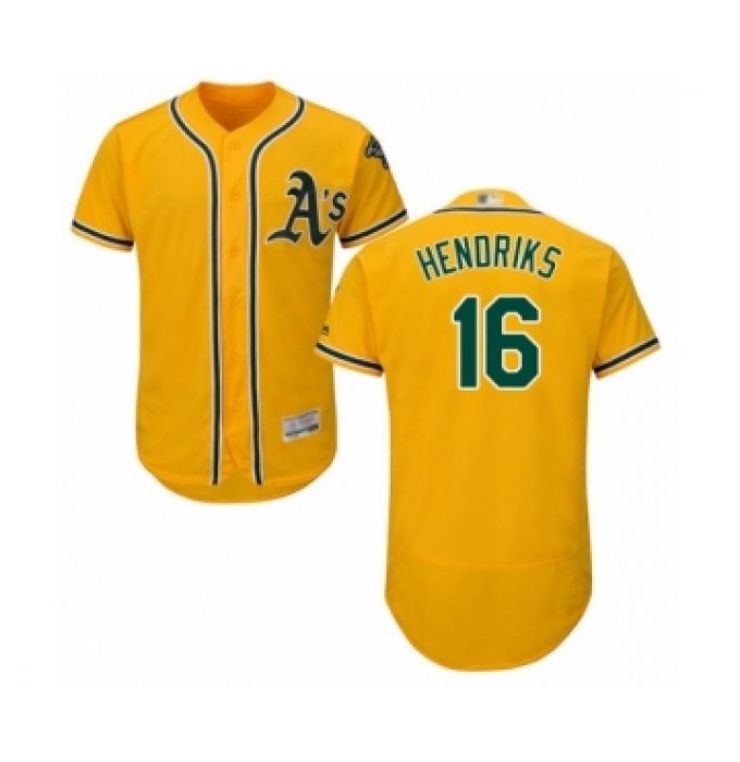 Men's Oakland Athletics #16 Liam Hendriks Gold Alternate Flex Base Authentic Collection Baseball Jersey