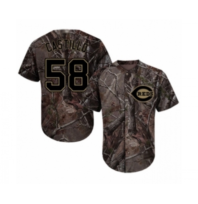 Youth Cincinnati Reds #58 Luis Castillo Authentic Camo Realtree Collection Flex Base Baseball Jersey