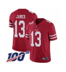 Men's San Francisco 49ers #13 Richie James Red Team Color Vapor Untouchable Limited Player 100th Season Football Jersey