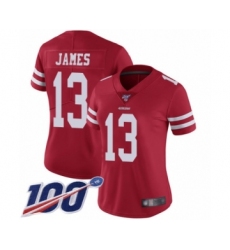 Women's San Francisco 49ers #13 Richie James Red Team Color Vapor Untouchable Limited Player 100th Season Football Jersey