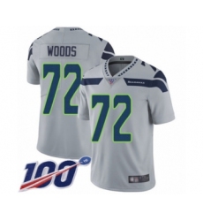 Youth Seattle Seahawks #72 Al Woods Grey Alternate Vapor Untouchable Limited Player 100th Season Football Jersey