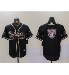 Men's Las Vegas Raiders Black Team Big Logo With Cool Base Stitched Baseball Jersey