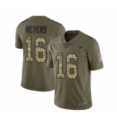 Youth New England Patriots #16 Jakobi Meyers Limited Olive Camo 2017 Salute to Service Football Jersey