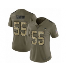 Women's New England Patriots #55 John Simon Limited Olive Camo 2017 Salute to Service Football Jersey