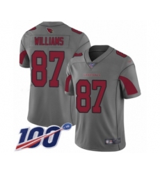 Men's Arizona Cardinals #87 Maxx Williams Limited Silver Inverted Legend 100th Season Football Jersey