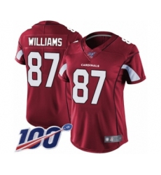 Women's Arizona Cardinals #87 Maxx Williams Red Team Color Vapor Untouchable Limited Player 100th Season Football Jersey