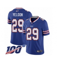 Men's Buffalo Bills #29 T.J. Yeldon Royal Blue Team Color Vapor Untouchable Limited Player 100th Season Football Jersey