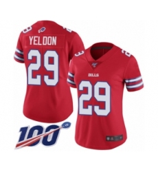 Women's Buffalo Bills #29 T.J. Yeldon Limited Red Rush Vapor Untouchable 100th Season Football Jersey