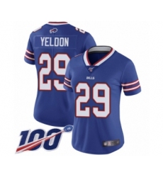 Women's Buffalo Bills #29 T.J. Yeldon Royal Blue Team Color Vapor Untouchable Limited Player 100th Season Football Jersey