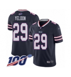 Youth Buffalo Bills #29 T.J. Yeldon Limited Navy Blue Inverted Legend 100th Season Football Jersey
