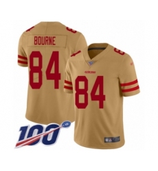 Men's San Francisco 49ers #84 Kendrick Bourne Limited Gold Inverted Legend 100th Season Football Jersey