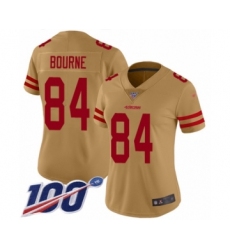 Women's San Francisco 49ers #84 Kendrick Bourne Limited Gold Inverted Legend 100th Season Football Jersey