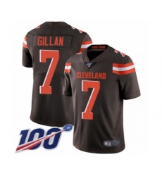 Men's Cleveland Browns #7 Jamie Gillan Brown Team Color Vapor Untouchable Limited Player 100th Season Football Jersey