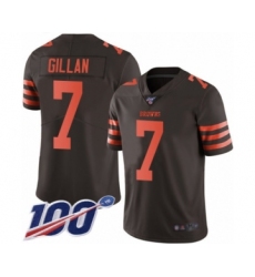 Men's Cleveland Browns #7 Jamie Gillan Limited Brown Rush Vapor Untouchable 100th Season Football Jersey