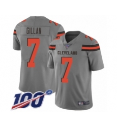 Men's Cleveland Browns #7 Jamie Gillan Limited Gray Inverted Legend 100th Season Football Jersey