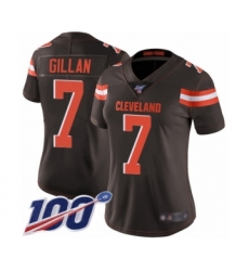 Women's Cleveland Browns #7 Jamie Gillan Brown Team Color Vapor Untouchable Limited Player 100th Season Football Jersey