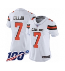 Women's Cleveland Browns #7 Jamie Gillan White Vapor Untouchable Limited Player 100th Season Football Jersey