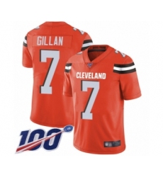 Youth Cleveland Browns #7 Jamie Gillan Orange Alternate Vapor Untouchable Limited Player 100th Season Football Jersey