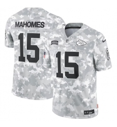 Men's Kansas City Chiefs #15 Patrick Mahomes 2024 Arctic Camo Salute To Service Limited Stitched Football Jersey