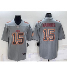 Men's Kansas City Chiefs Patrick Mahomes LOGO Grey Atmosphere Fashion Vapor Untouchable Stitched Limited Jersey