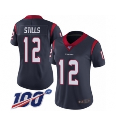 Women's Houston Texans #12 Kenny Stills Navy Blue Team Color Vapor Untouchable Limited Player 100th Season Football Jersey