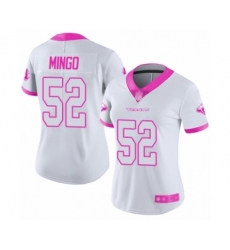 Women's Houston Texans #52 Barkevious Mingo Limited White Pink Rush Fashion Football Jersey