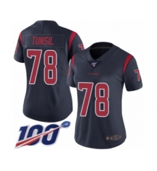 Women's Houston Texans #78 Laremy Tunsil Limited Navy Blue Rush Vapor Untouchable 100th Season Football Jersey