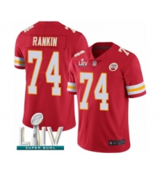 Men's Kansas City Chiefs #74 Martinas Rankin Red Team Color Vapor Untouchable Limited Player Super Bowl LIV Bound Football Jersey