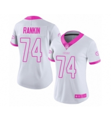 Women's Kansas City Chiefs #74 Martinas Rankin Limited White Pink Rush Fashion Football Jersey