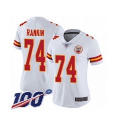 Women's Kansas City Chiefs #74 Martinas Rankin White Vapor Untouchable Limited Player 100th Season Football Jersey