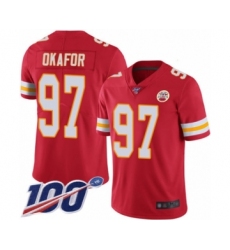 Men's Kansas City Chiefs #97 Alex Okafor Red Team Color Vapor Untouchable Limited Player 100th Season Football Jersey