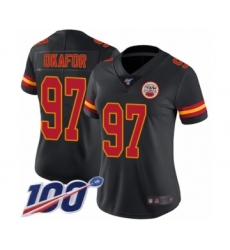 Women's Kansas City Chiefs #97 Alex Okafor Limited Black Rush Vapor Untouchable 100th Season Football Jersey