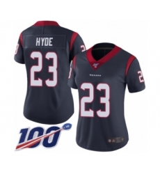 Women's Houston Texans #23 Carlos Hyde Navy Blue Team Color Vapor Untouchable Limited Player 100th Season Football Jersey